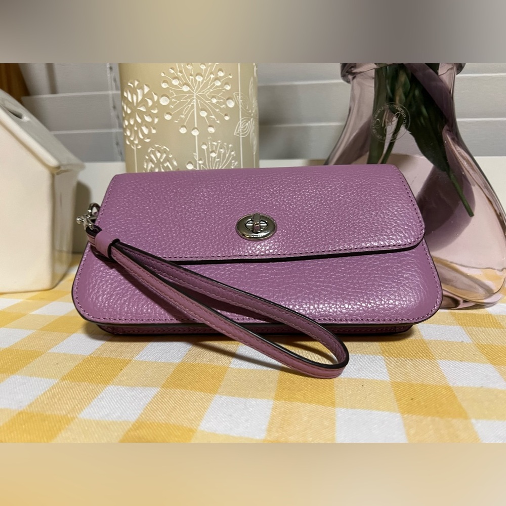 Coach Orchid Originals Pebble Leather Wristlet